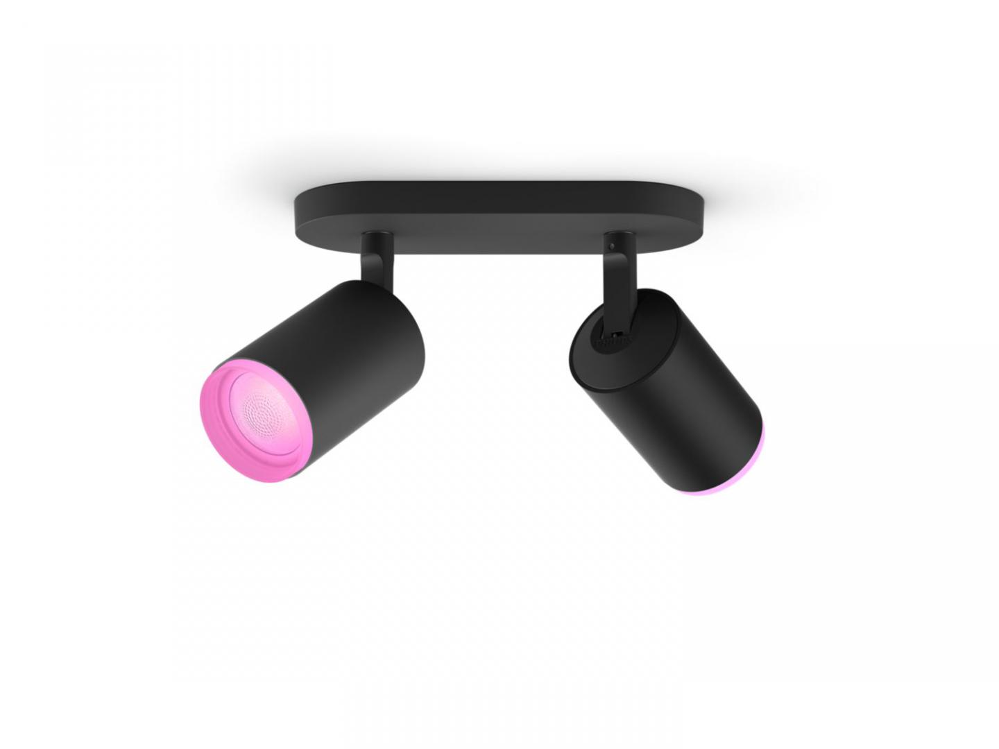 Spot LED RGB Dublu Philips Hue Fugato, Bluetooth, 2xGU10, 2x5.7W,