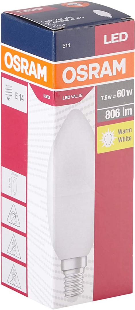 Bec LED Osram Value Classic B, E14, 7W (60W), 806 - imagine 3