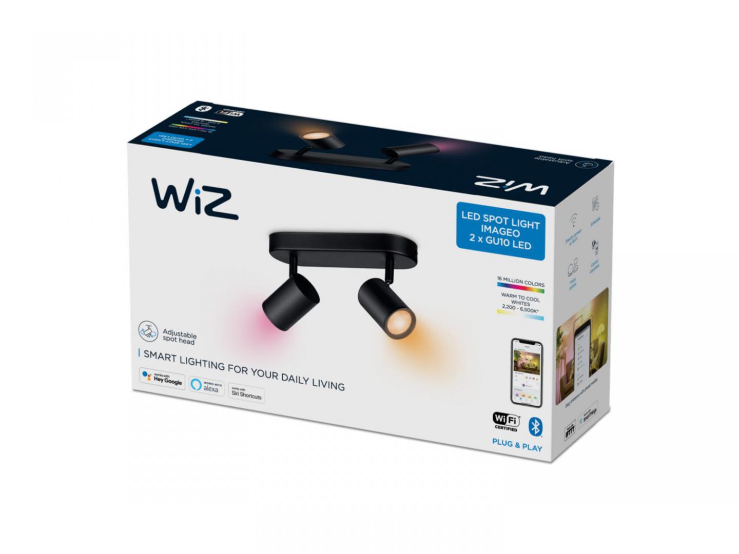 Spot LED RGB WiZ Imageo, Wi-Fi, Bluetooth, 2x4.9W, 690 lm, - imagine 3
