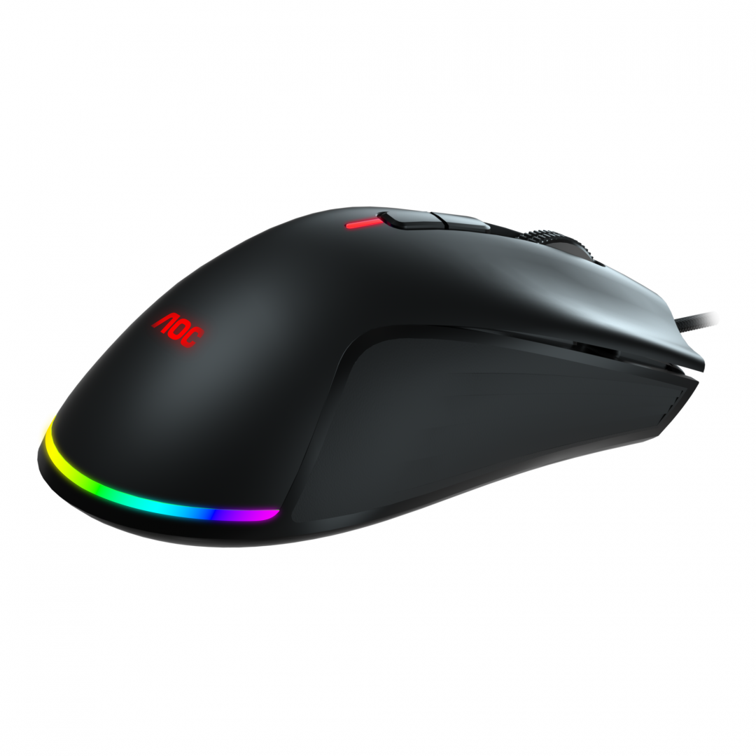 Mouse AOC GM530B, ergonomic, USB 2.0, 16000DPI, 7 butoane, RGB, - imagine 4