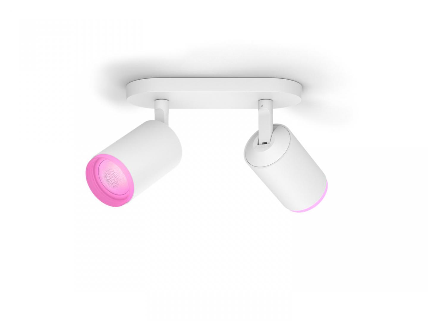 Spot LED RGB Dublu Philips Hue Fugato, Bluetooth, 2xGU10, 2x5.7W,
