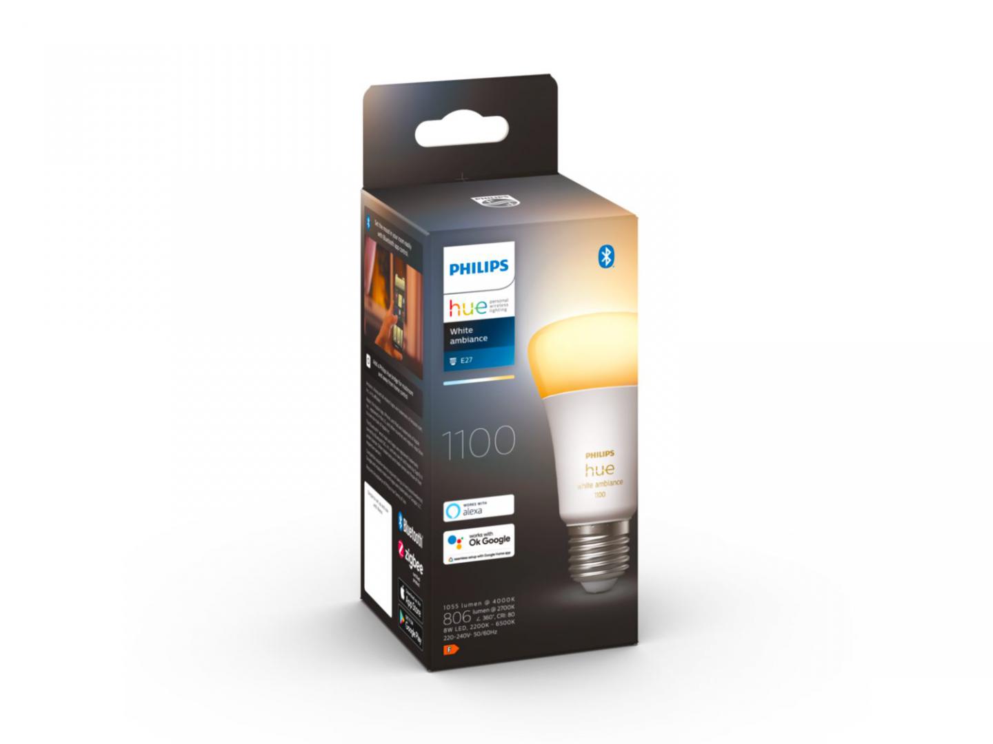 Bec LED inteligent Philips Hue A60, Bluetooth, E27, 8W (75W),
