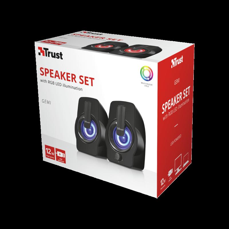 Boxe Stereo Trust Gemi RGB 2.0 Speaker, 6W, negru - imagine 5