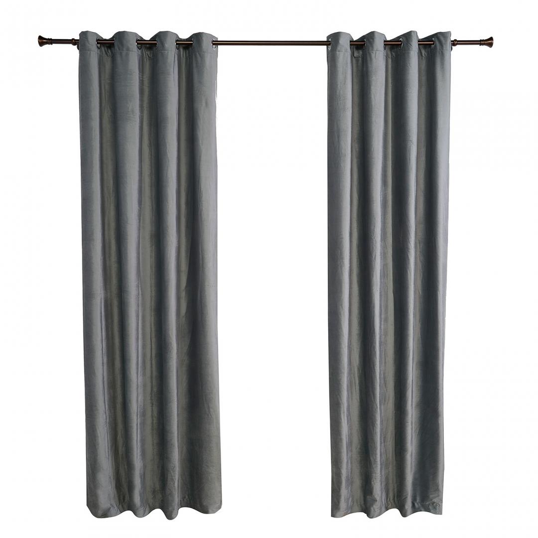 Set 2 draperii catifea 140x270 cm - Gri - imagine 3