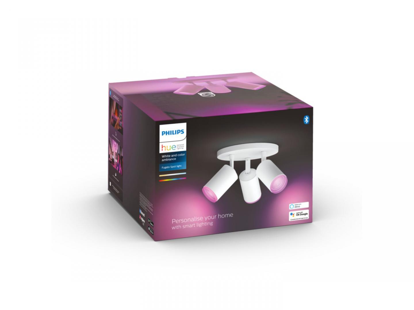 Spot LED RGB Triplu Philips Hue Fugato, Bluetooth, 3xGU10, 3x5.7W, - imagine 3