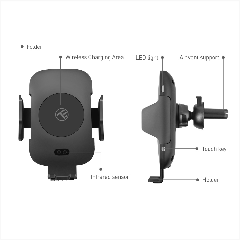 Incarcator wireless cu suport auto si senzor IR WCCM2, negru - imagine 4