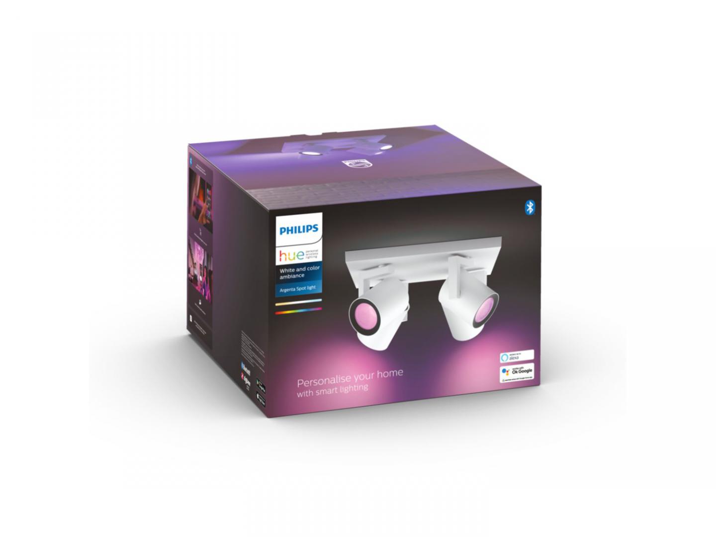 Spot LED RGB Cvadruplu Philips Hue Argenta, Bluetooth, 4xGU10, 4x5.7W, - imagine 5