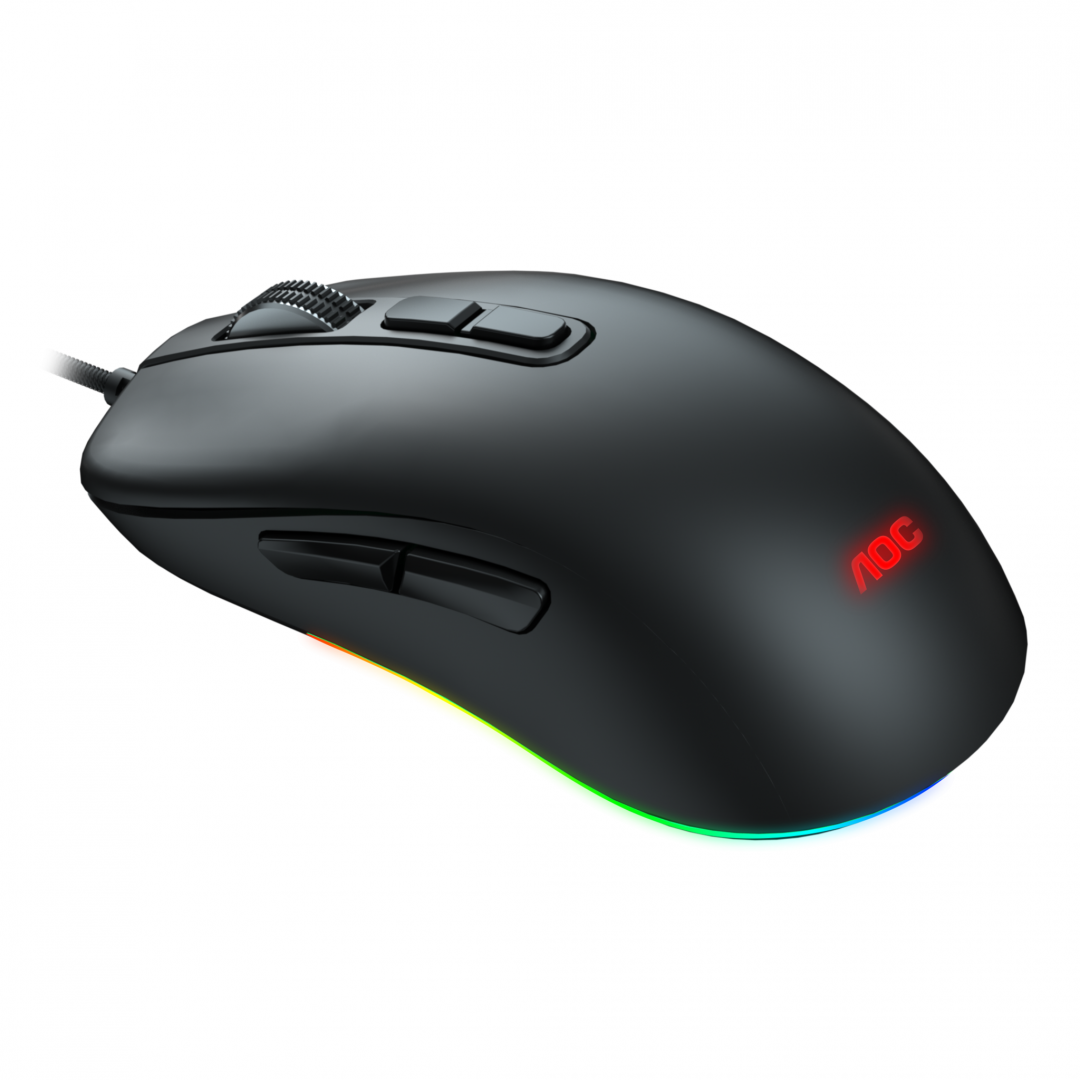 Mouse AOC GM300B, USB 2.0, 6200DPI, 7 butoane, RGB, 1.8m, - imagine 3