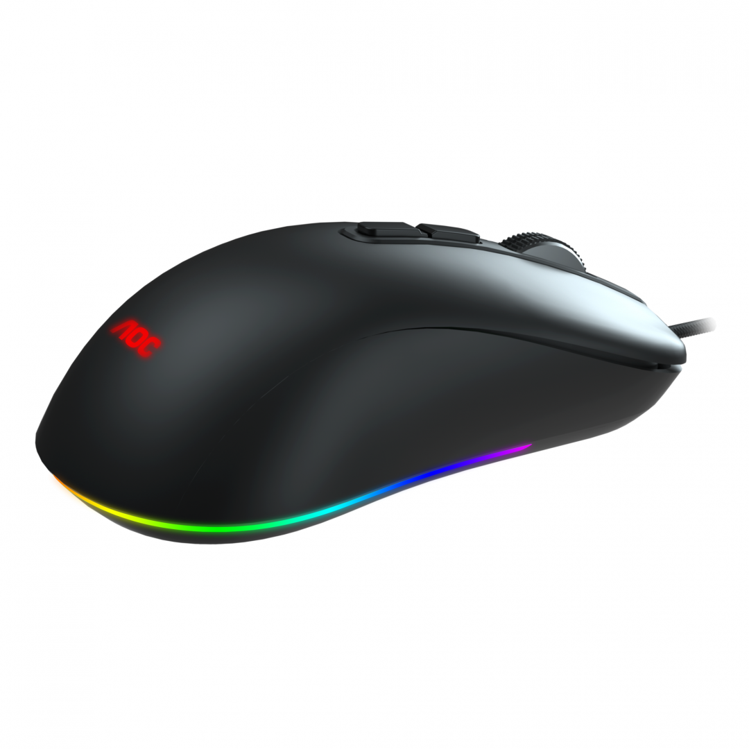 Mouse AOC GM300B, USB 2.0, 6200DPI, 7 butoane, RGB, 1.8m, - imagine 4