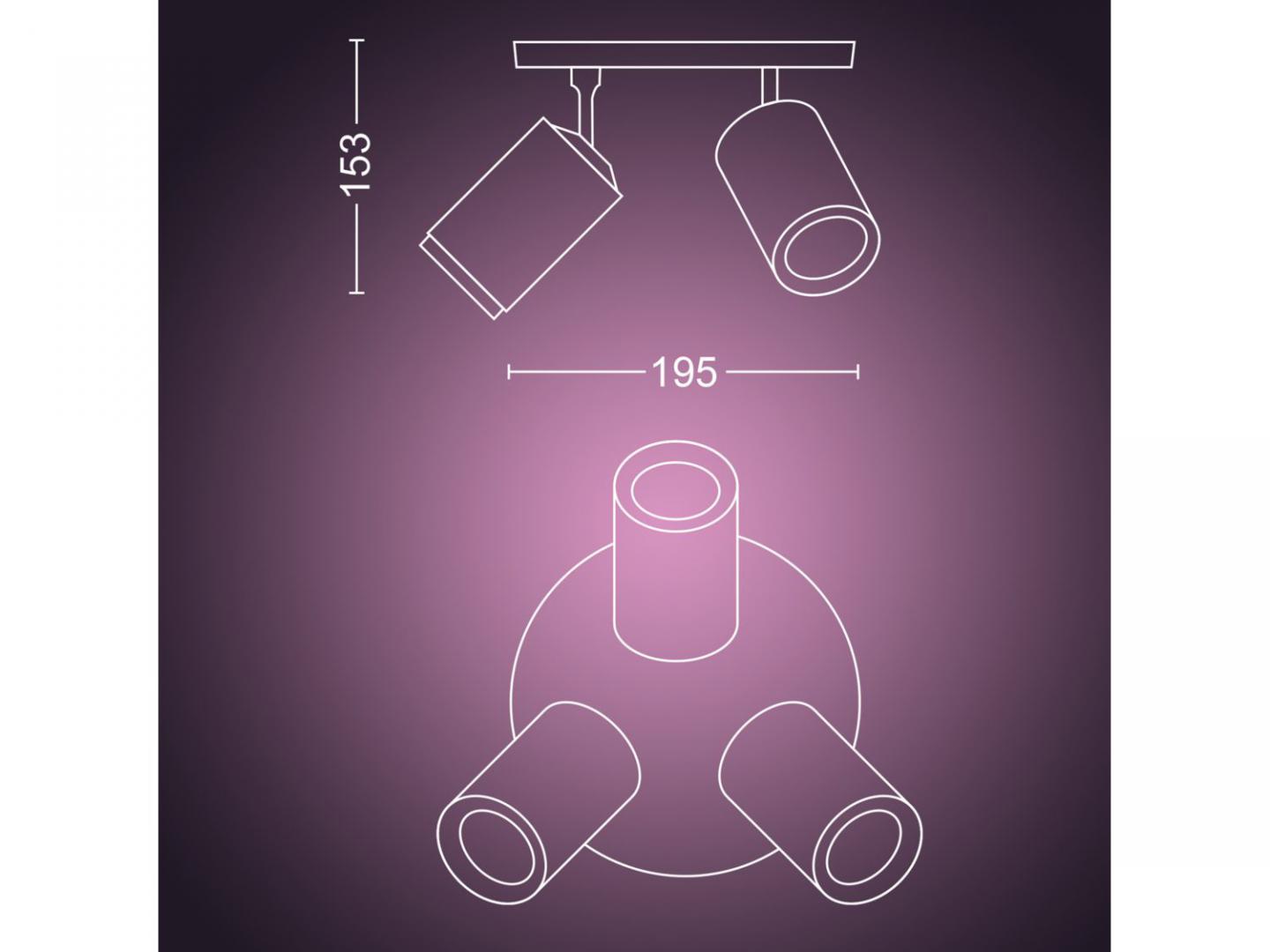 Spot LED RGB Triplu Philips Hue Fugato, Bluetooth, 3xGU10, 3x5.7W, - imagine 3
