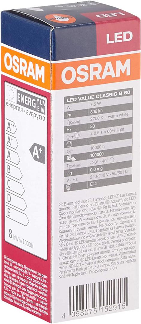 Bec LED Osram Value Classic B, E14, 7W (60W), 806 - imagine 4