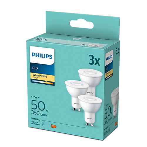 3 Becuri LED Philips Spot, GU10, 4.7W (50W), 380 lm, - imagine 3