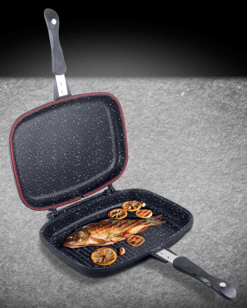 TIGAIE DUBLA DREPTUNGHIULARA, ALUMINIU,32x24x7.5cm, DARK LINE CLASSIC, COOKING BY - imagine 8