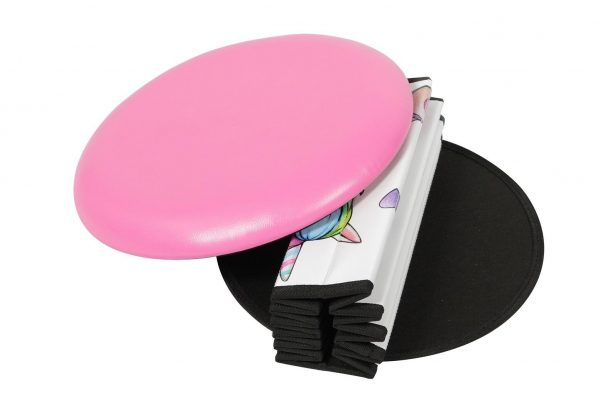 Round folding stool with storage space-Unicorn Outer material: PVC - imagine 3