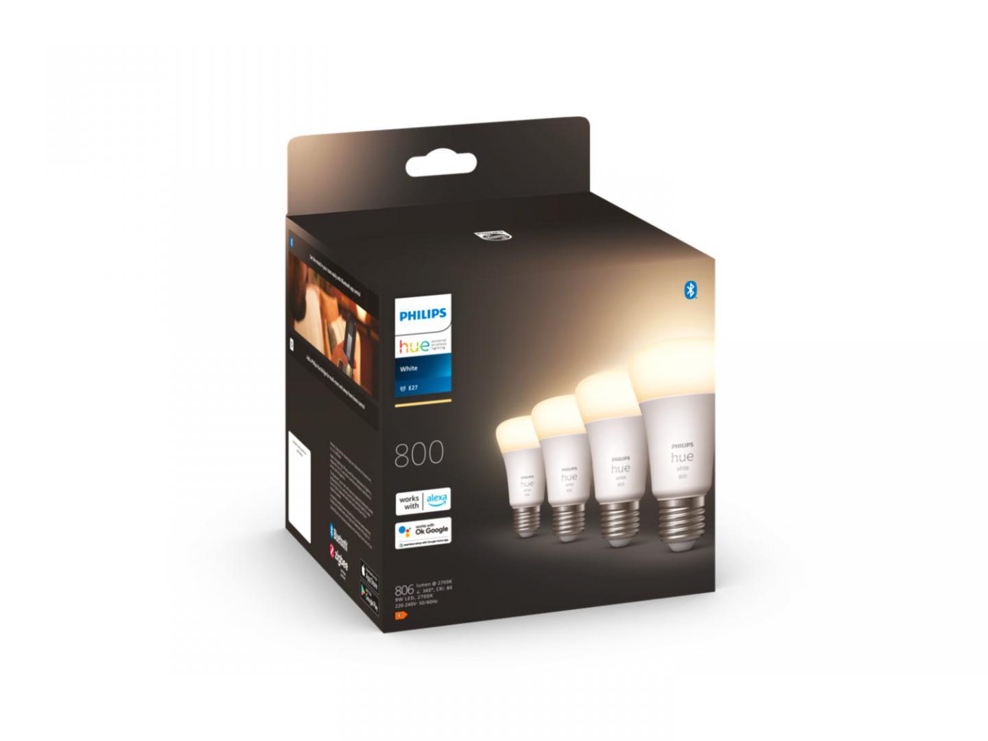 4 Becuri LED inteligente Philips Hue A60, Bluetooth, E27, 9W - imagine 3
