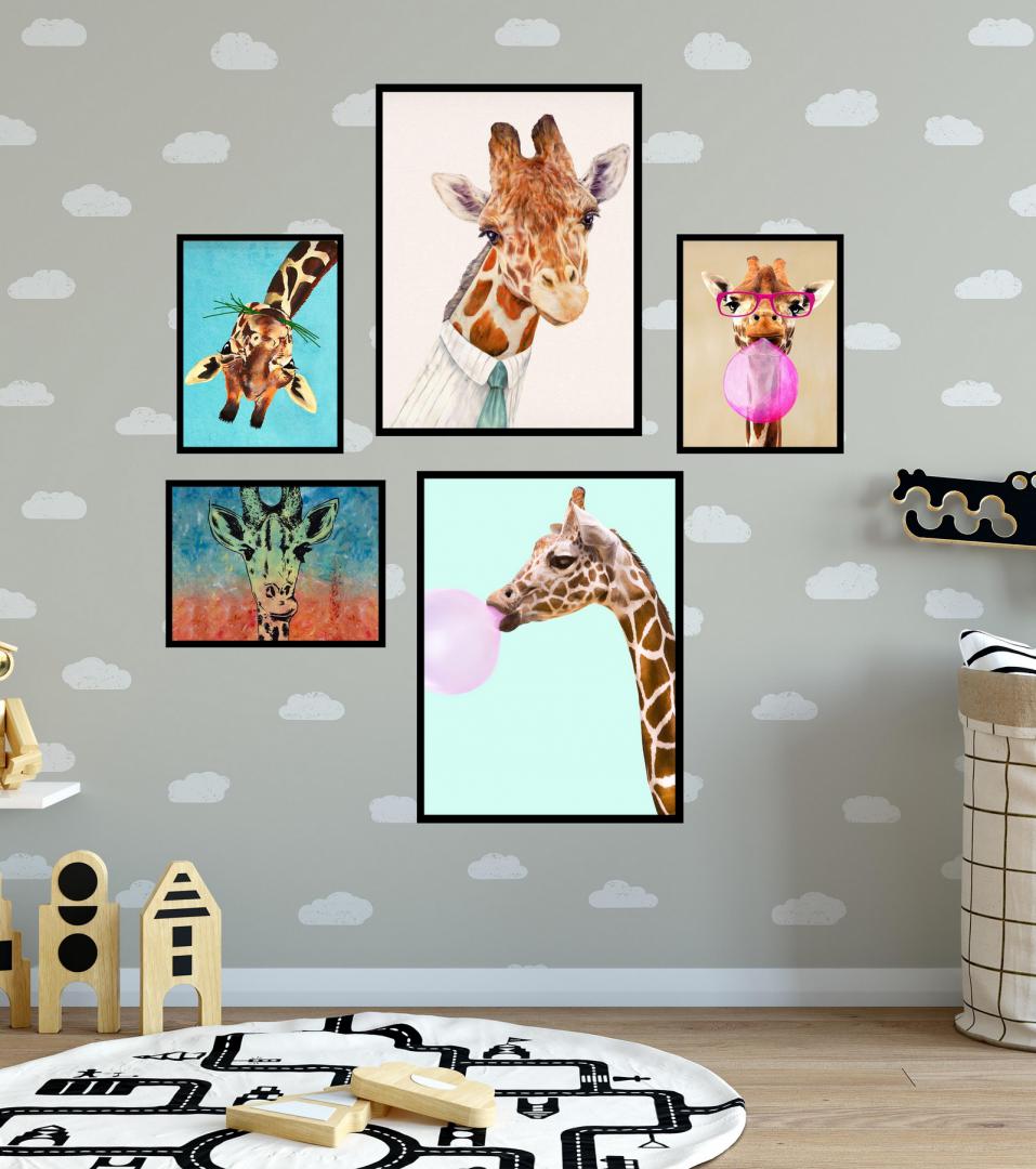 Set 5 tablouri decorative Zebra Fun