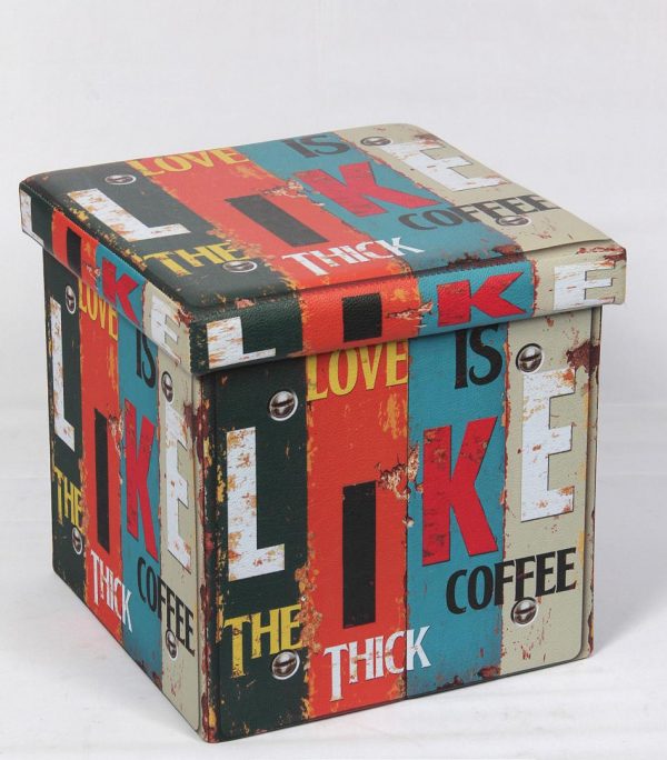 Folding stool with storage space-Like Outer material: PVC printed