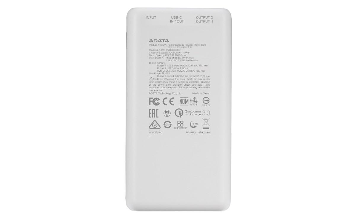Baterie portabila Adata AP10000, 10000mAh, 2x USB, 1x USB-C,Power Delivery, - imagine 4