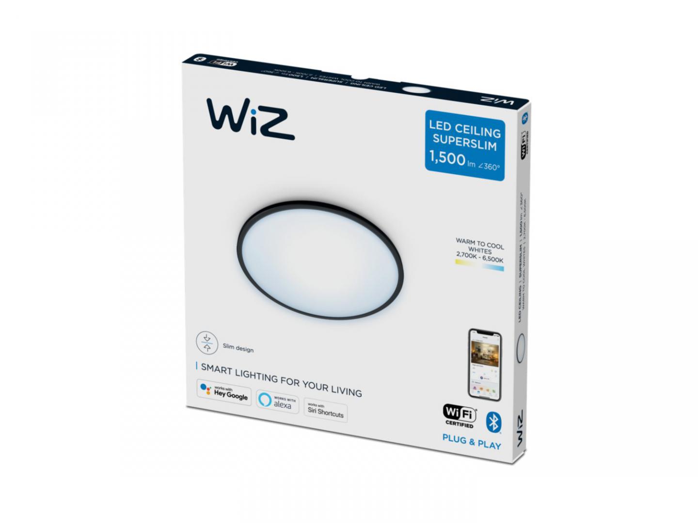 Plafoniera LED WiZ SuperSlim, Wi-Fi, Bluetooth, 16W, 1500 lm, lumina - imagine 4