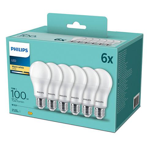 6 Becuri LED Philips A67, E27, 13W (100W), 1521 lm,