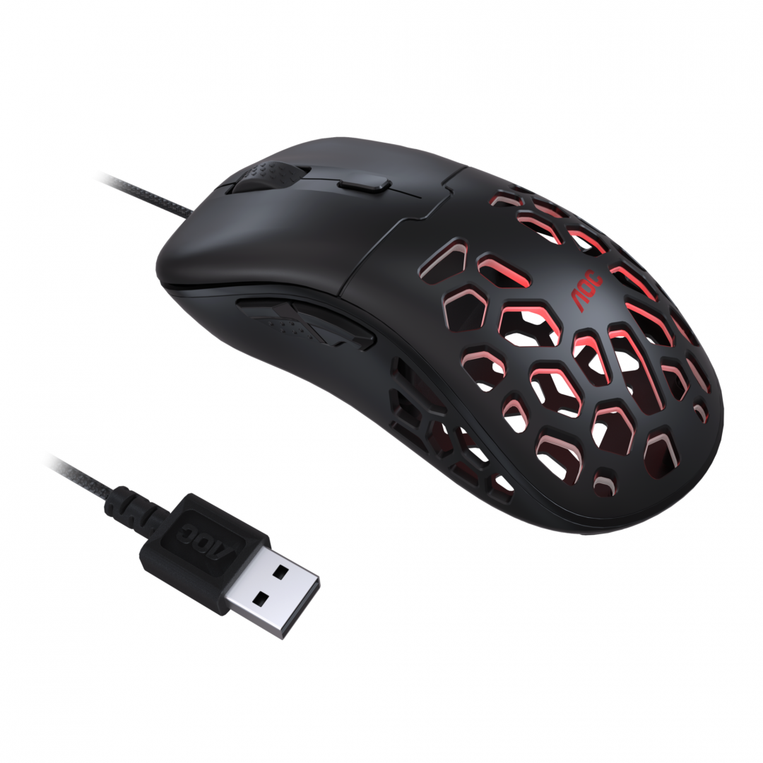 Mouse AOC GM510B, ergonomic, USB 2.0, 16000DPI, 6 butoane, RGB, - imagine 6